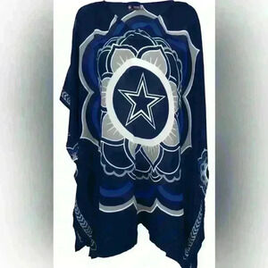 Women’s NFL Sheer Caftan - Floral Design, Dallas Cowboys Game Day Chic